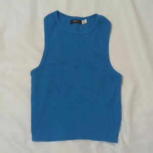 BDG Sleeveless Waffle Knit Crop Top Color Blue Size SP